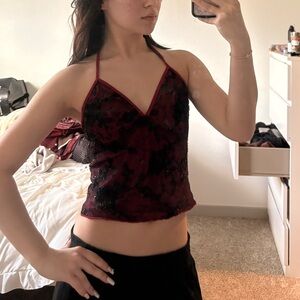 Red Velvet Halter Top